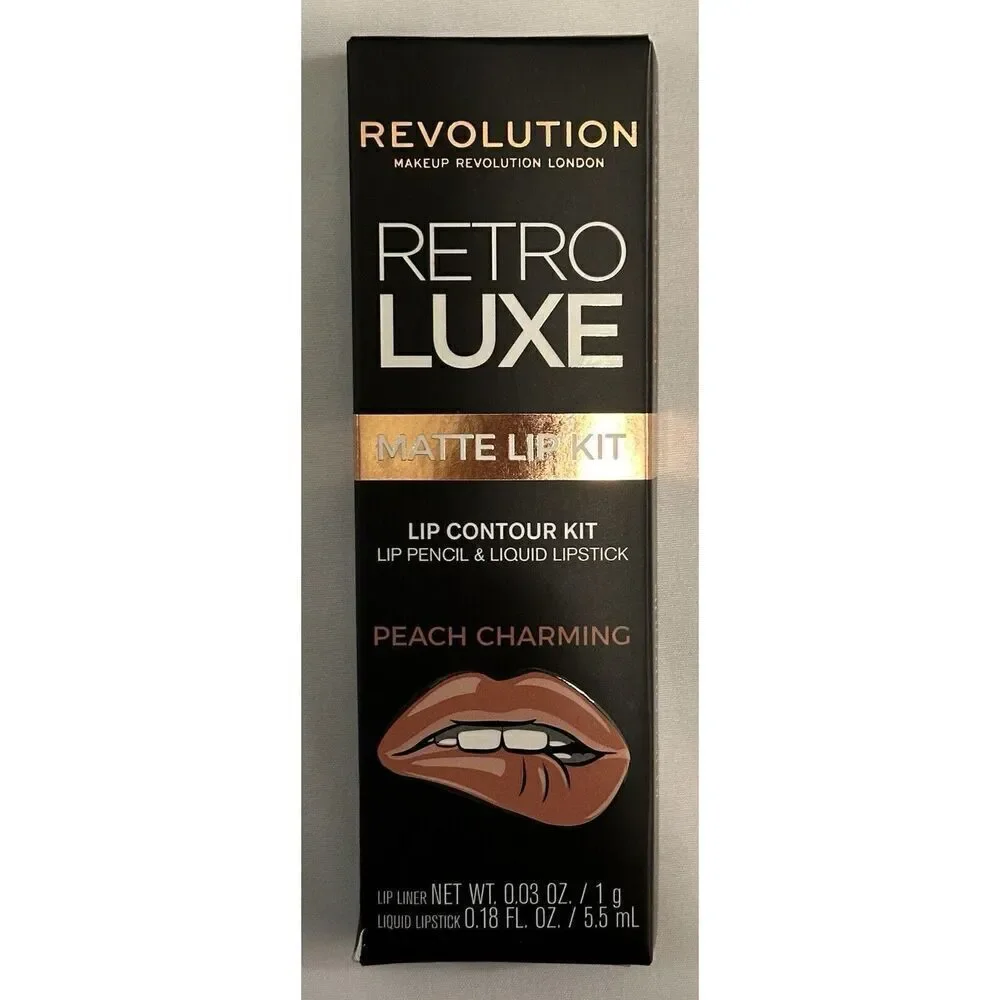 Revolution Peach Charming Retro Luxe Matte Lip Contour Kit NEW